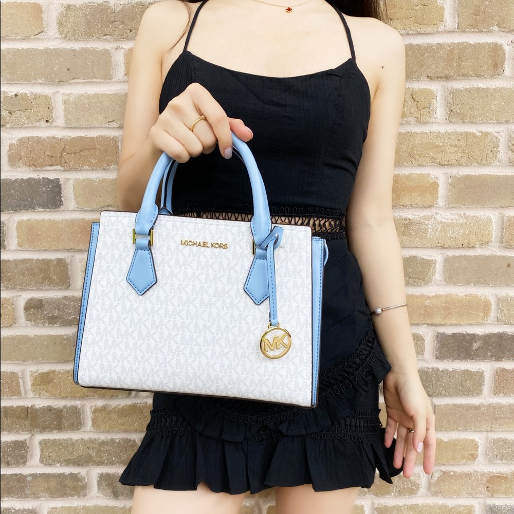 Michael Kors Medium satchel Crossbody blue white - Picture 2 of 5